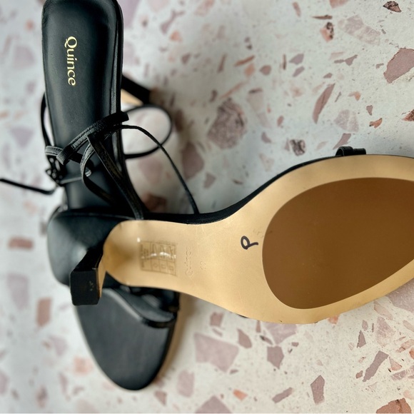 New Quince Women’s Leather Black Strappy Heels Size 10 - Picture 8 of 9